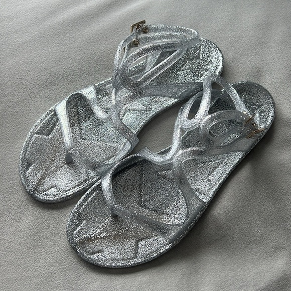 New (NWOB) Jimmy Choo Lance Strappy Jelly Sandals in Silver Metallic Size 39 - Picture 2 of 9